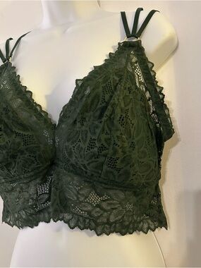 aerie | Olive Lace Longline Bralette